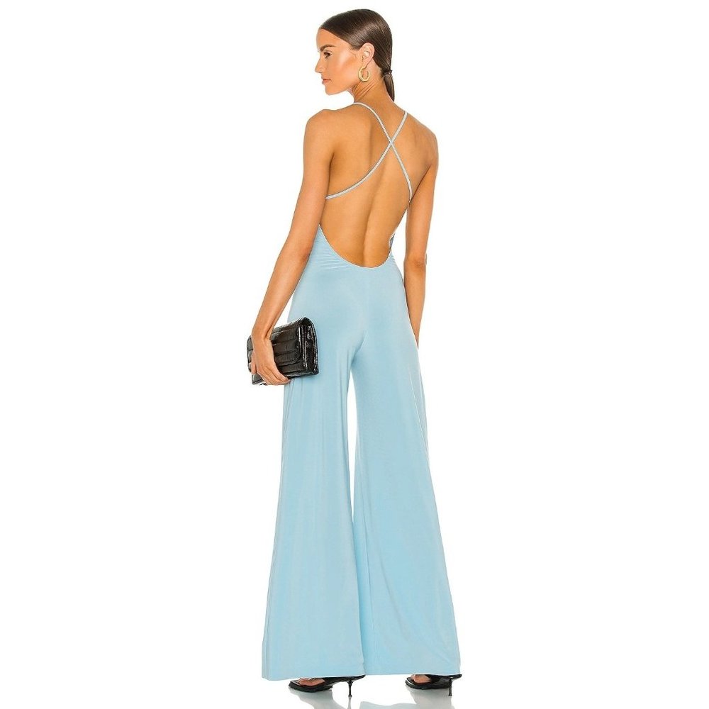 Norma Kamali x REVOLVE Low Back Slip Jumpsuit in Powder Blue Medium New